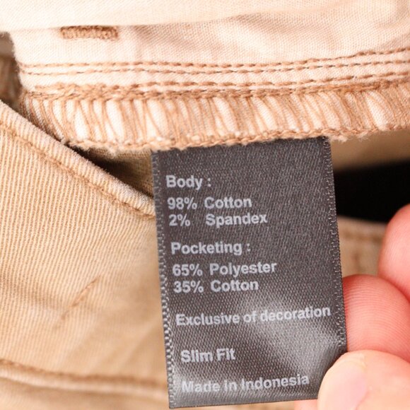 Flint and tinder pants mens 30 L29 chino flat front slim fit beige cotton blend - Picture 12 of 13